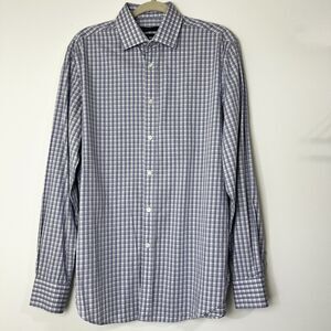 John Varvatos Button Up Shirt Purple Gray Plaid Regular Fit Men’s 15.5 34/35